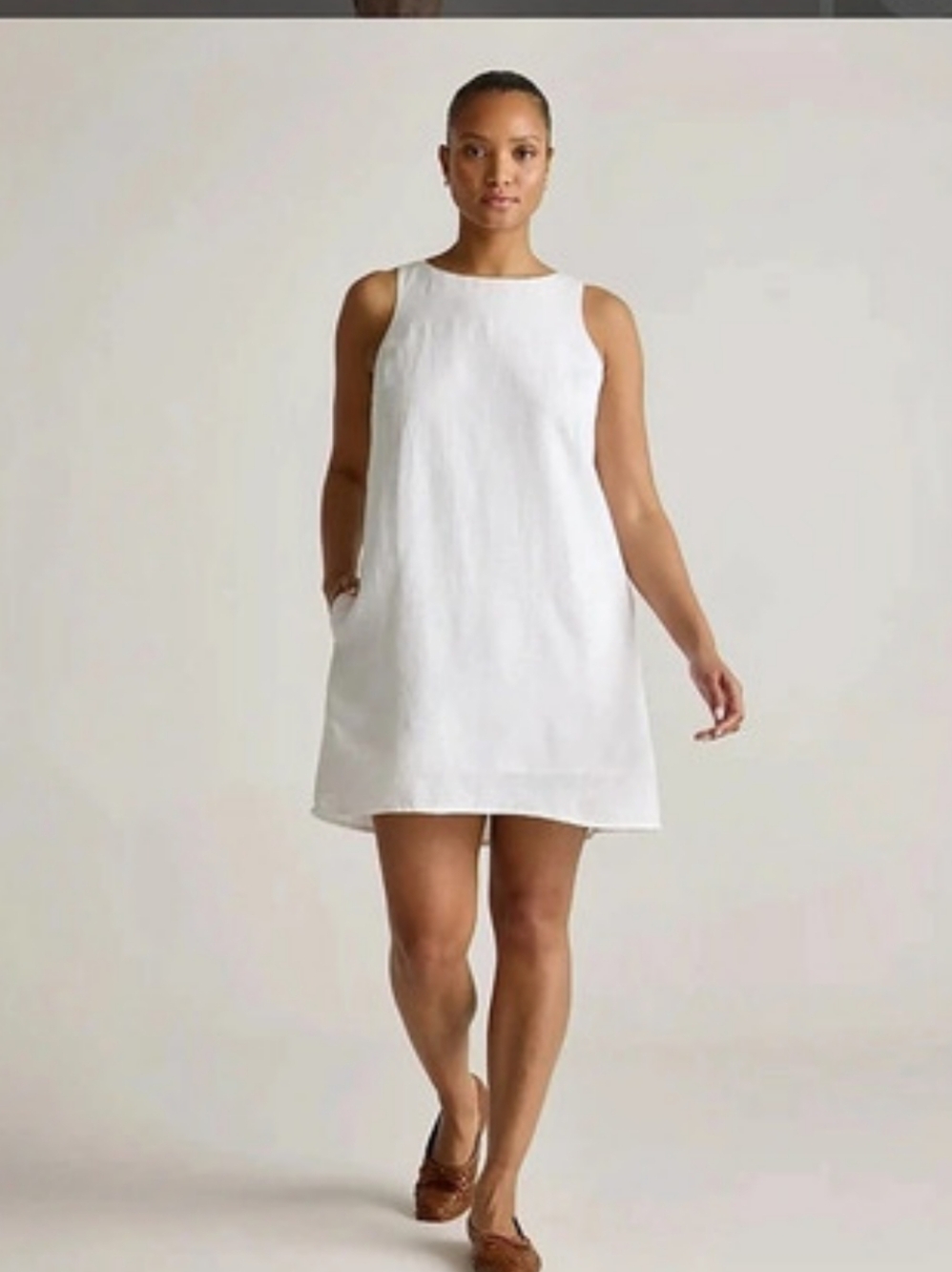 Quince 100% European Linen Tank Mini Dress in White Size S